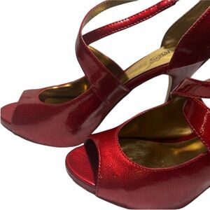 Carlos Elegant Red Peep-Toe Heels